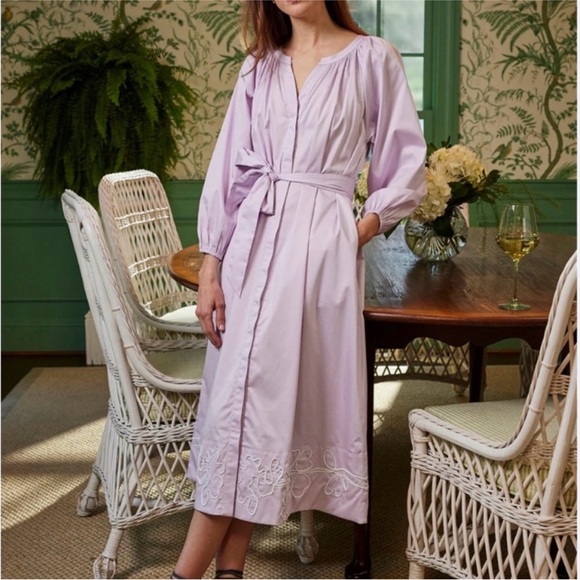 Light Lavender Belted Shirt Dress - Picture 2 of 2